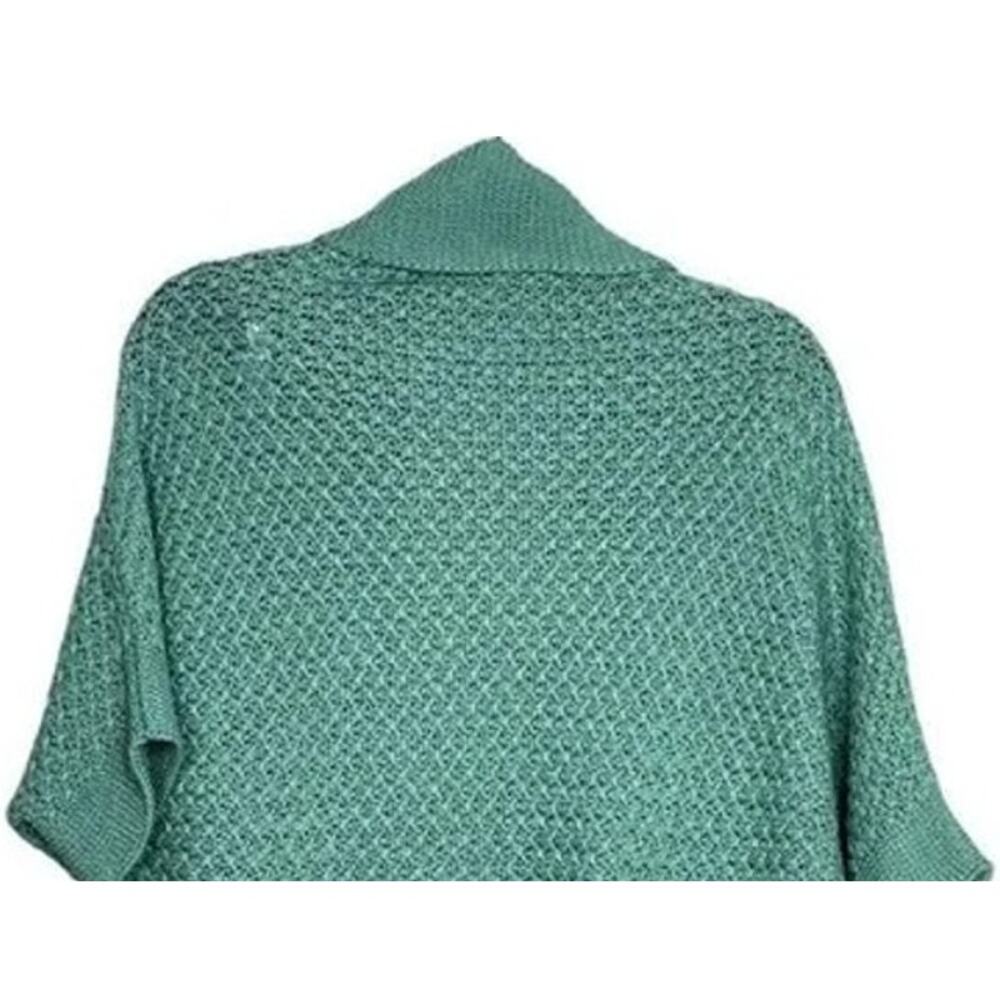 ZARA Slouchy Short Sleeves Knit Cotton Short Cardigan Sweater Open Front M Teal - Picture 7 of 15